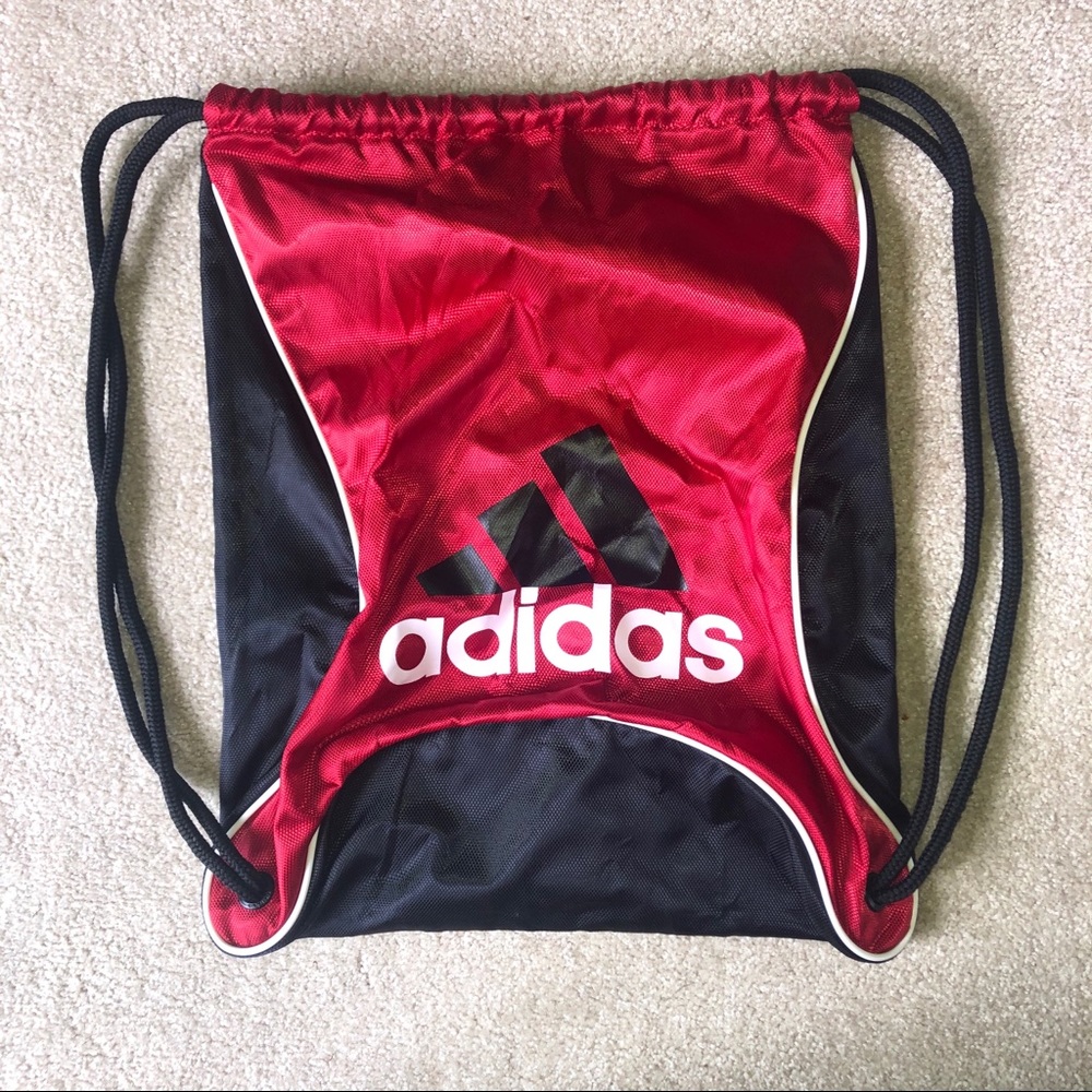 Adidas Drawstring Backpack Athletic Bag Red